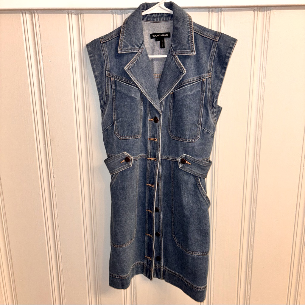 Veronica Beard Women’s 2 Jax Sleeveless Blue Denim Shirt Dress